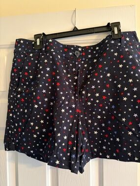 LOFT Navy Star Print Bermudas with Red & White Stars